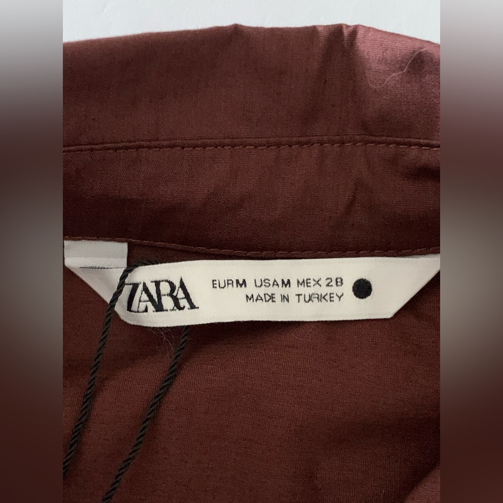 NWT Zara Brown Midi belted dress Size M - Picture 11 of 14